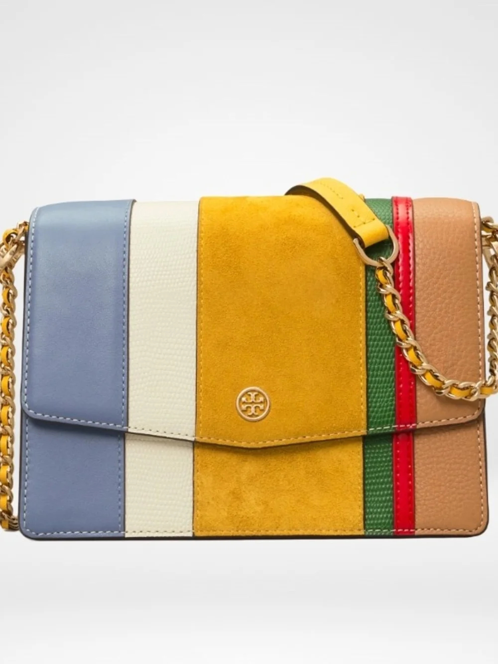 Tory Burch Robinson Balloon Stripe Convertible Shoulder Bag, Like NEW